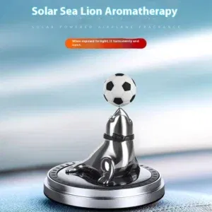 Diffuseur Parfum Voiture Solaire – Lion de Mer & Ballon Rotatif, Aromathérapie Silencieuse - Décoration Auto Élégante
